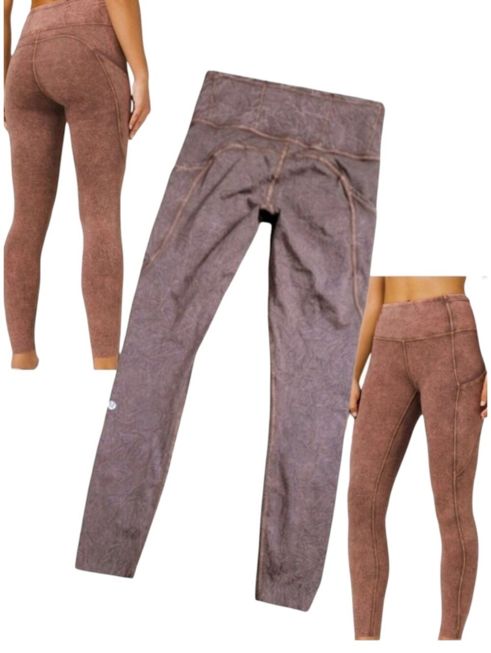 Lululemon Womens Fast and Free Tight 25 Ice Dye Brown HR Running Leggings 4